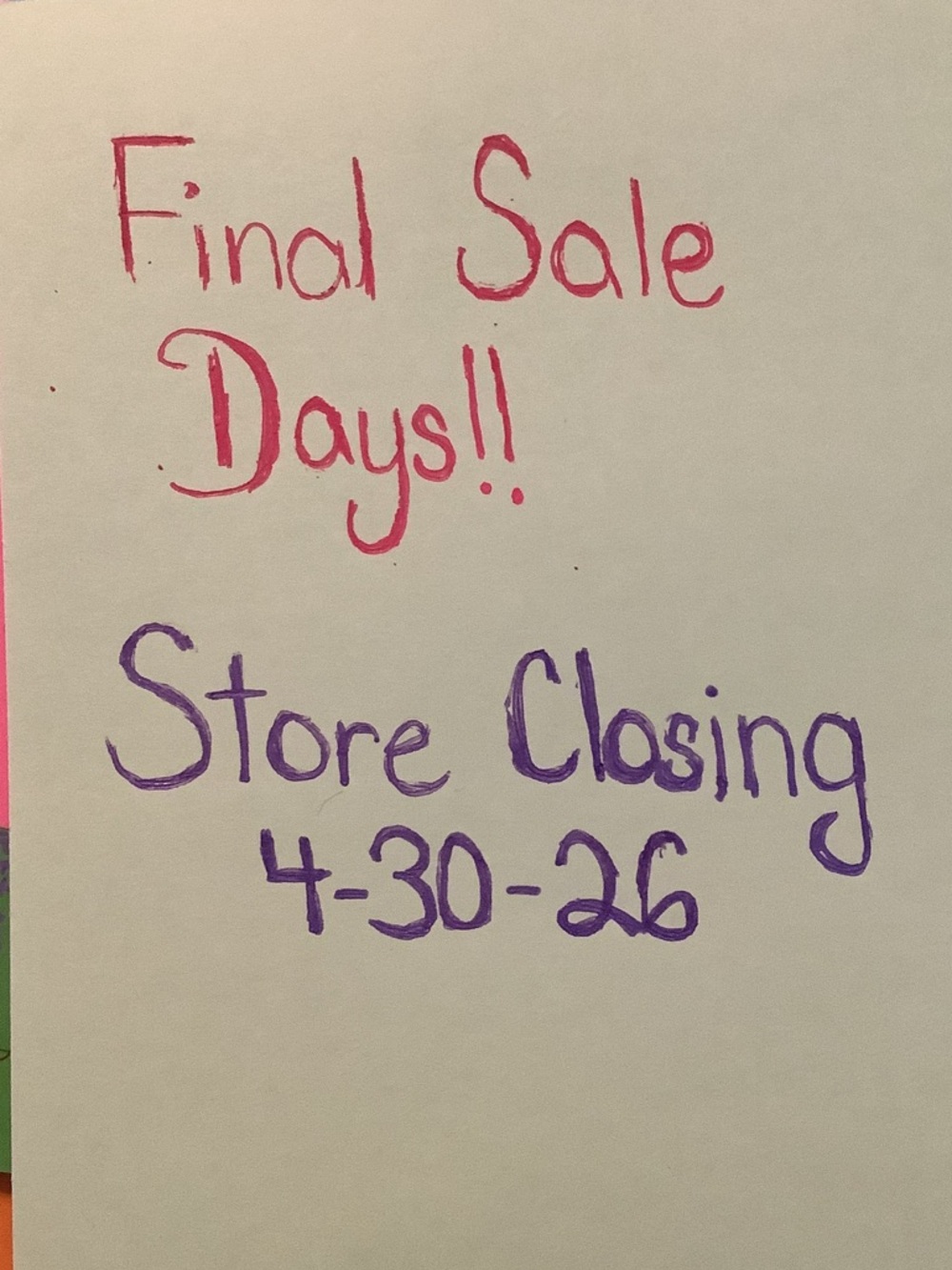 Final days! All will be gone at end of month! Taking a break!